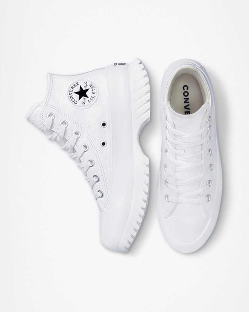 Tenisi Inalti Barbati Converse Chuck Taylor All Star Lugged 2.0 Piele Albi Negrii | RO O0NLQ170